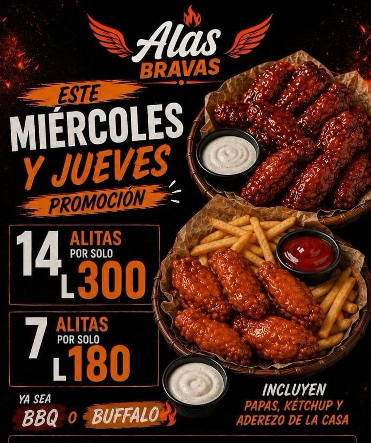Promoción Miércoles y Jueves — 14 Alitas por L.300