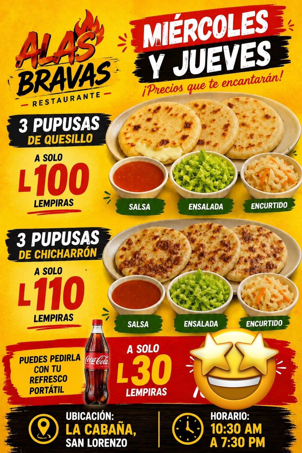 Pupusas — Miércoles y Jueves